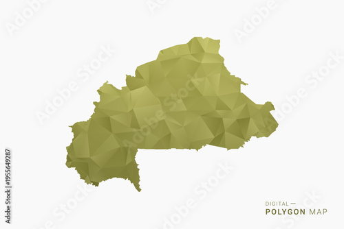 Burkina Faso polygon map vector illustration in low poly geometric style, soft pastel colors with Olive green, clean silhouette on solid background, ideal for infographic.
