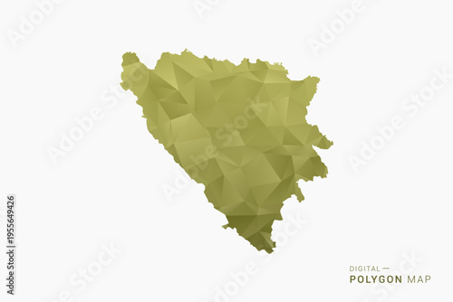 Bosnia and Herzegovina polygon map vector illustration in low poly geometric style, soft pastel colors with Olive green, clean silhouette on solid background, ideal for infographic.