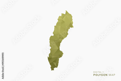 Sweden polygon map vector illustration in low poly geometric style, soft pastel colors with Olive green, clean silhouette on solid background, ideal for infographic.