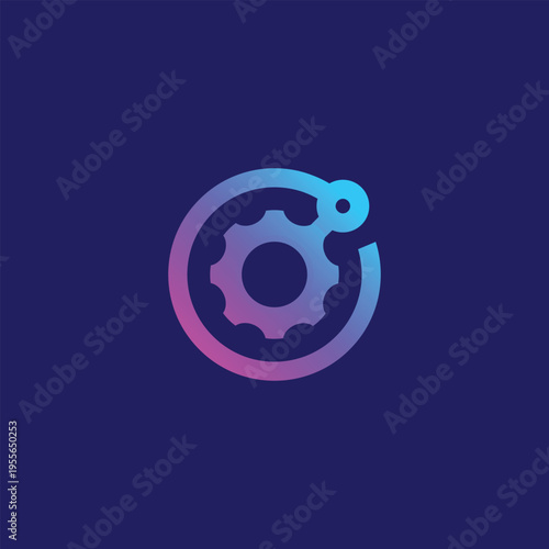 Modern gear technology logo design with a digital connection concept.