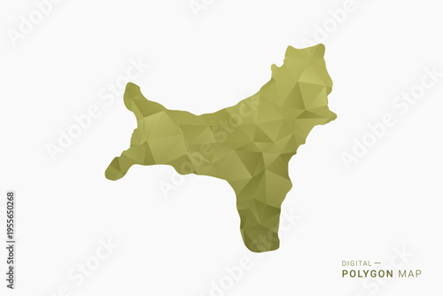 Christmas Island polygon map vector illustration in low poly geometric style, soft pastel colors with Olive green, clean silhouette on solid background, ideal for infographic.