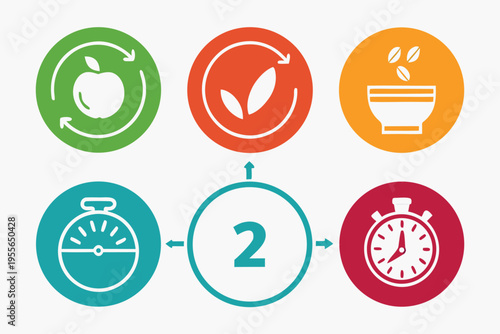 Colorful representing healthy lifestyle choices white background isolated