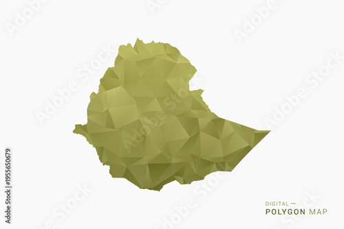 Ethiopia polygon map vector illustration in low poly geometric style, soft pastel colors with Olive green, clean silhouette on solid background, ideal for infographic.