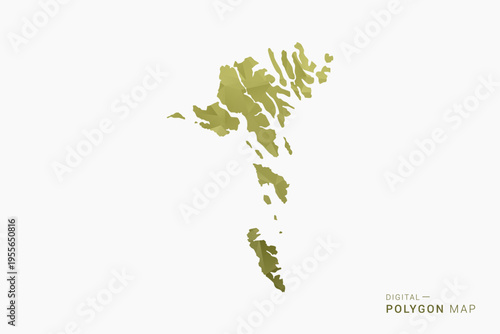Faroe Islands polygon map vector illustration in low poly geometric style, soft pastel colors with Olive green, clean silhouette on solid background, ideal for infographic.