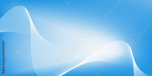 Smooth white waves glide across soft blue gradient. Elegant motion suggests fluidity and calm. Ideal for wellness, tech, or modern design projects. Bright tones evoke clarity and serenity