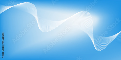 Smooth white waves glide across soft blue gradient. Elegant motion suggests fluidity and calm. Ideal for wellness, tech, or modern design projects. Bright tones evoke clarity and serenity