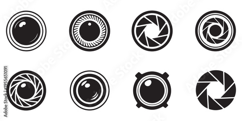 Professional Camera Lens and Aperture Icon Set for Photography Enthusiasts