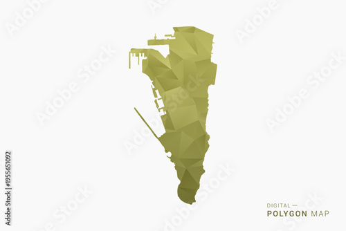Gibraltar polygon map vector illustration in low poly geometric style, soft pastel colors with Olive green, clean silhouette on solid background, ideal for infographic.