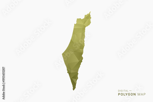 Palestine polygon map vector illustration in low poly geometric style, soft pastel colors with Olive green, clean silhouette on solid background, ideal for infographic.