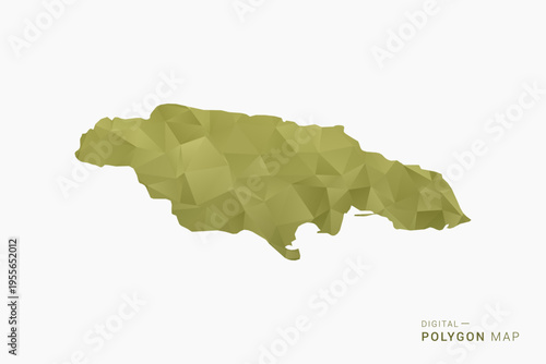 Jamaica polygon map vector illustration in low poly geometric style, soft pastel colors with Olive green, clean silhouette on solid background, ideal for infographic.