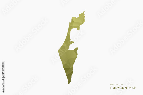 Palestine polygon map vector illustration in low poly geometric style, soft pastel colors with Olive green, clean silhouette on solid background, ideal for infographic.