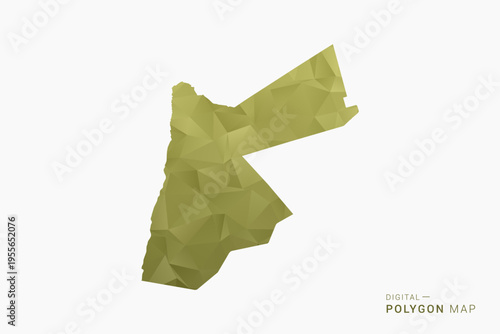 Jordan polygon map vector illustration in low poly geometric style, soft pastel colors with Olive green, clean silhouette on solid background, ideal for infographic.