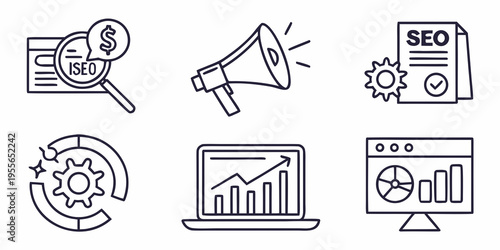 SEO and marketing line business finance laptop