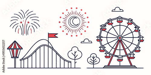 Amusement Park and Fair roller coaster Ferris wheel