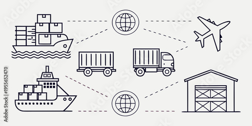 Global logistics and transportation line shipping delivery