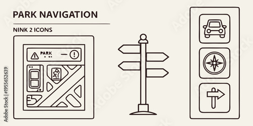 Park navigation with signs and maps directions park signs