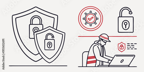 Security line with shield and lock line shield protection safety