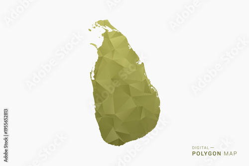 Sri Lanka polygon map vector illustration in low poly geometric style, soft pastel colors with Olive green, clean silhouette on solid background, ideal for infographic.