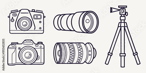 Camera and equipment camera lens tripod