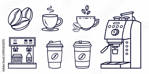 Coffee and coffee machines coffee cups coffee beans coffee shop