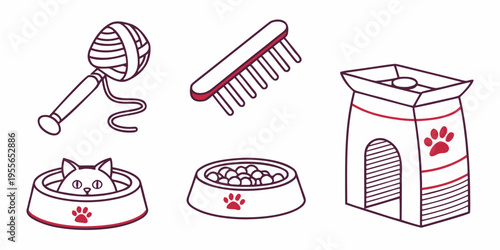 Cat accessories and food bowl with paw print cat bowl cat food pet accessories cat toys