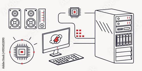 Computer hardware and technology computer tower monitor keyboard