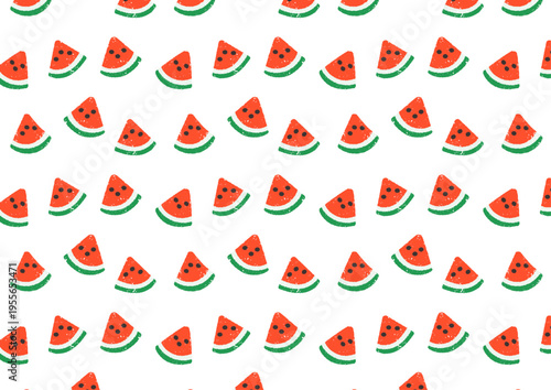 クレヨンタッチのスイカパターン