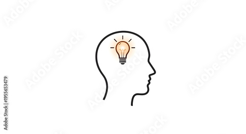 A head with a light bulb in it