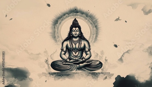 Colorful watercolor art capturing the essence of Sawan Shivratri.