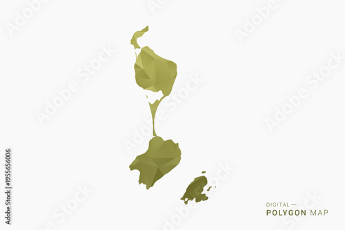 Saint Pierre and Miquelon polygon map vector illustration in low poly geometric style, soft pastel colors with Olive green, clean silhouette on solid background, ideal for infographic.
