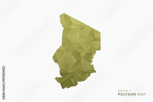 Chad polygon map vector illustration in low poly geometric style, soft pastel colors with Olive green, clean silhouette on solid background, ideal for infographic.