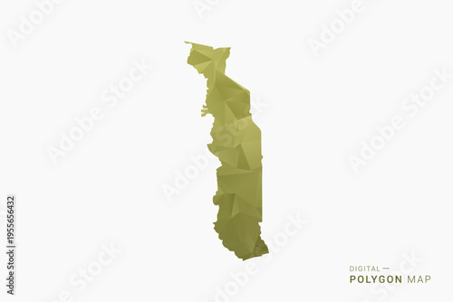 Togo polygon map vector illustration in low poly geometric style, soft pastel colors with Olive green, clean silhouette on solid background, ideal for infographic.