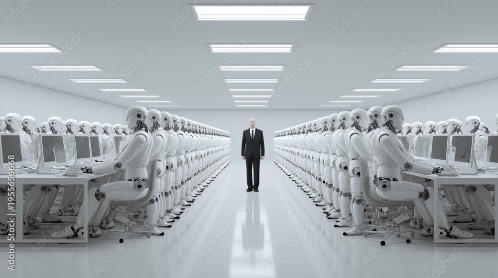 Obraz premium Human AI collaboration with agentic AI and a humanoid robot copilot