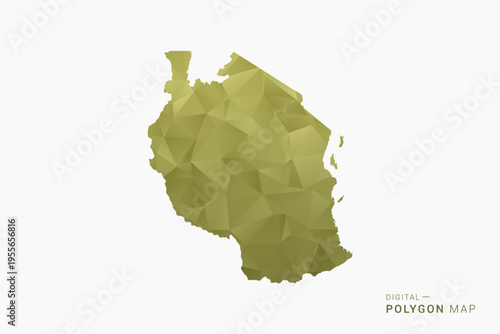 Tanzania polygon map vector illustration in low poly geometric style, soft pastel colors with Olive green, clean silhouette on solid background, ideal for infographic.