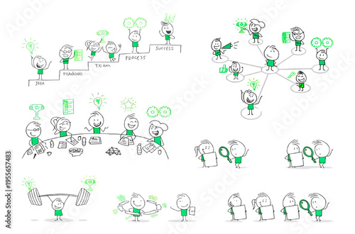 hand drawn diverse family tree illustration with generational connections and green leaves