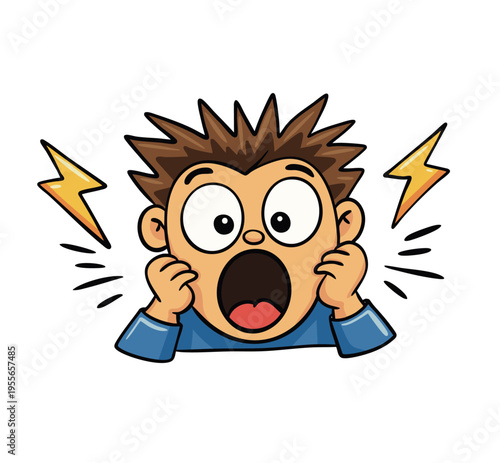Colorful Scared Shouting Person Icon Hand Drawn Emotional Character