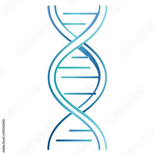 DNA Double Helix Genetic Line Icon with Blue Gradient. Modern thin line vector illustration of a human DNA double helix. Representing genetics, biotechnology, personalized medicine, and bio-hacking. 
