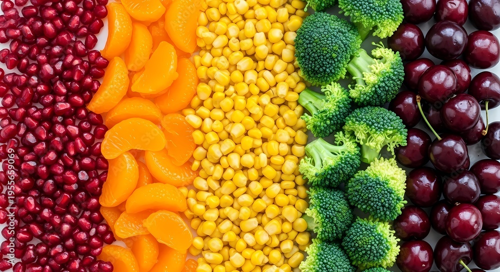 Fototapeta premium Fresh organic vegetables and legumes colorful mix top view healthy eating food background