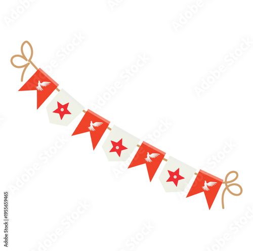 Colorful festive bunting flags for traditional Goias street festivals in a doodle style