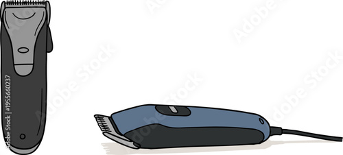 Linear style illustration of hair clippers and trimmers on a transparent background with a hand drawn style and modern design and sharp details, perfect for barber graphics