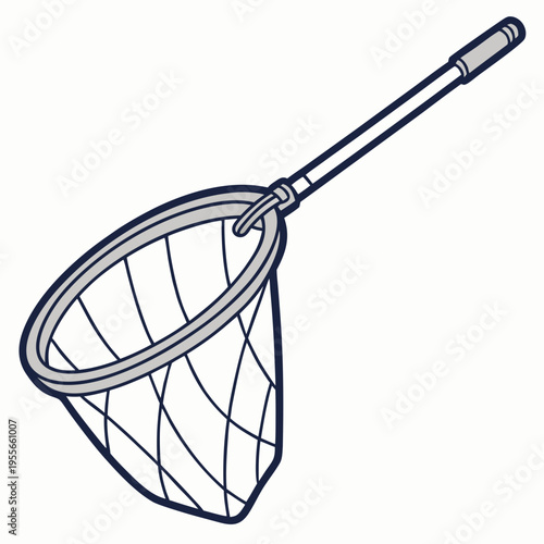 A pool skimmer net isolated on white background vector illustration