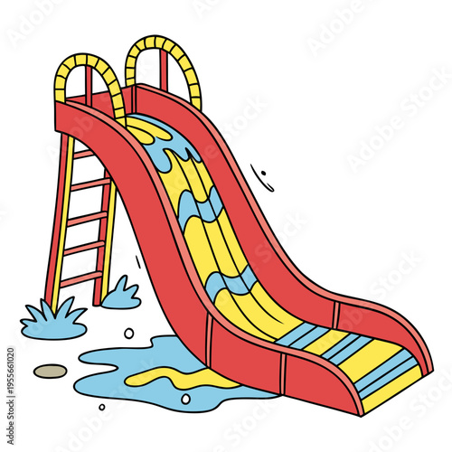 An inflatable water slide isolated on white background vector illustration