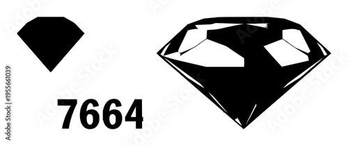 Diamond gemstone silhouette set with sharp facets and clean outline featuring gem, precious stone, jewelry with elegance and sparkle