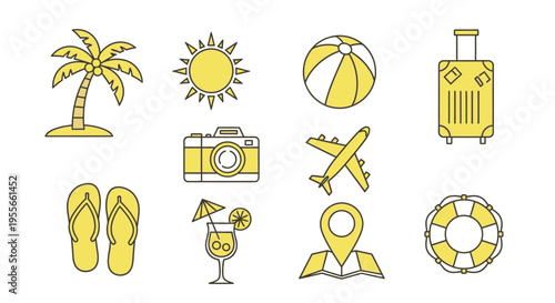 Travel and vacation icons set.