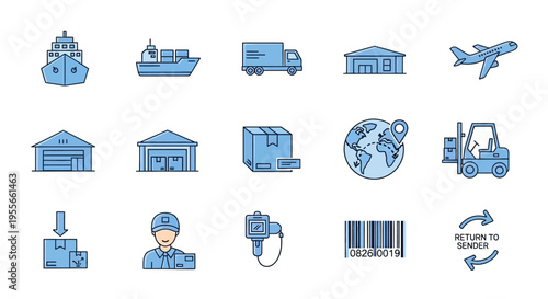 Logistics and transportation icons set.