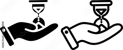 Hand with Sandglass Line and Solid