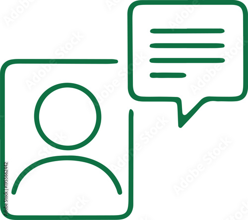 Illustration of a person engaging in a conversation with a speech bubble