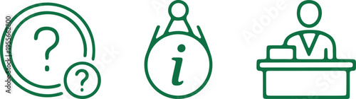 Illustrations representing inquiry, information, and professional consultation