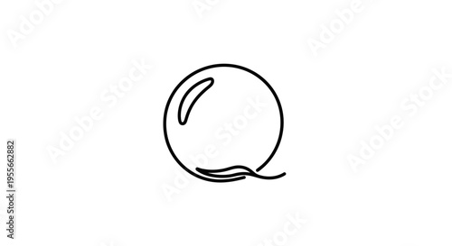 Minimalist line art of a soap bubble with a leaf motif