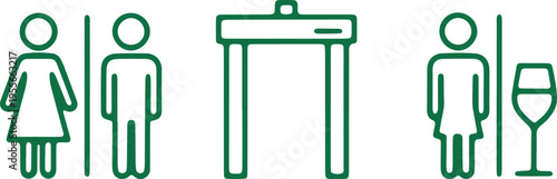 Public restroom and baby changing station icons with accessibility symbols